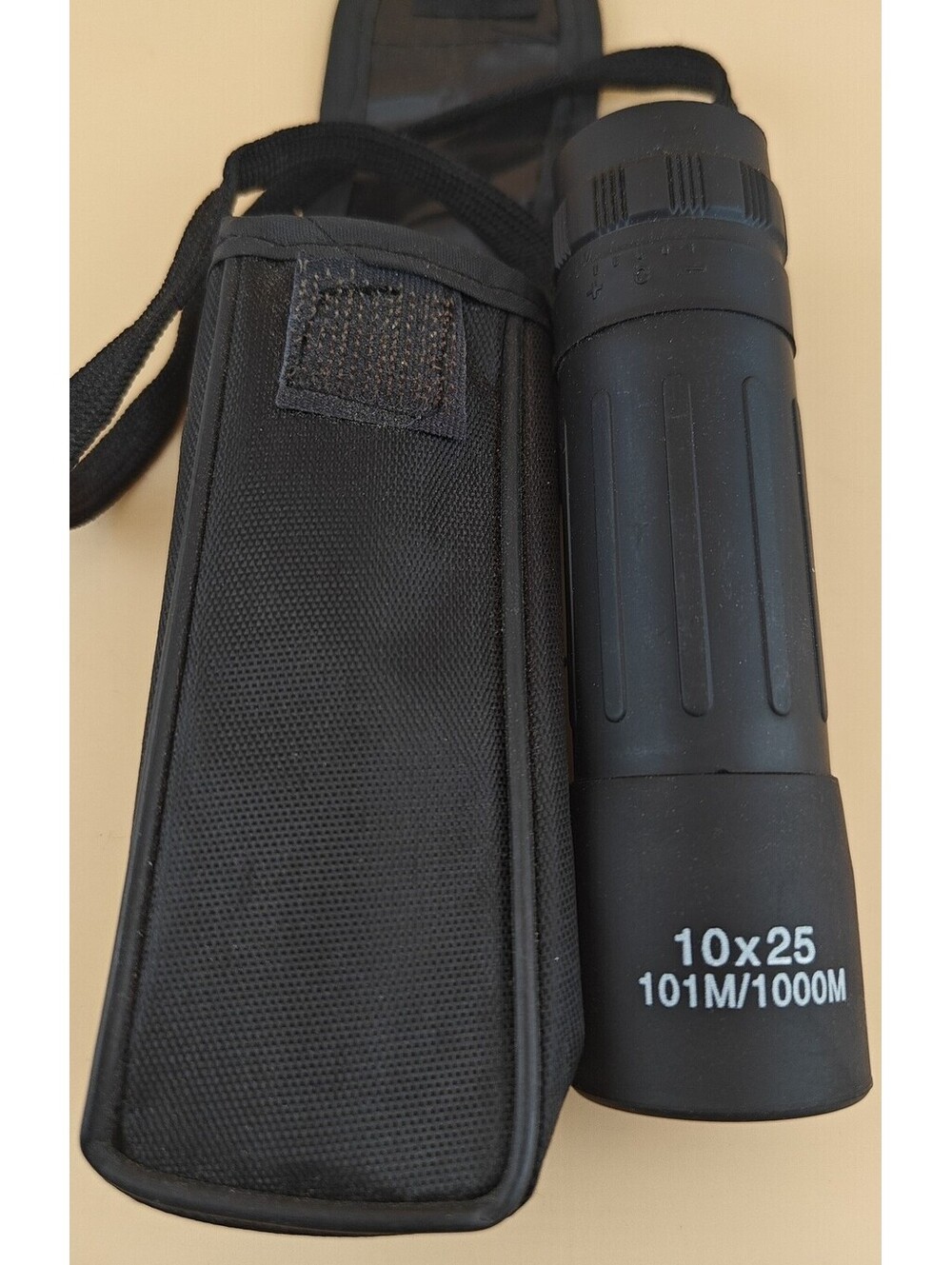 Tasco Essentials 10x25 Monocular Black Rubber Armor With Case